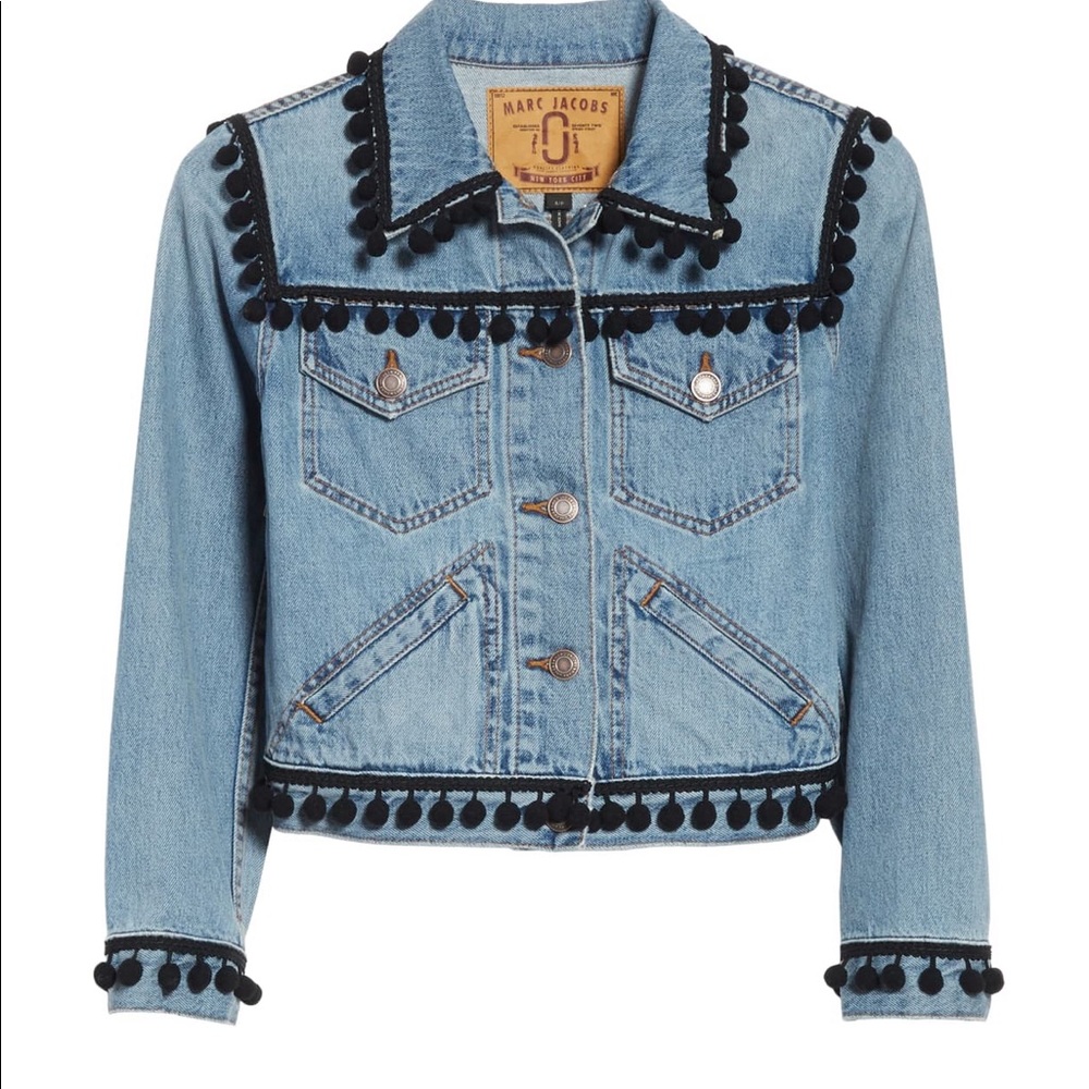 Marc Jacobs pompom cropped denim jacket